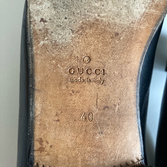 Gucci Black Genuine Leather Shearling Lining Loafers size EUR 40, US 9.5 - Picture 11 of 16